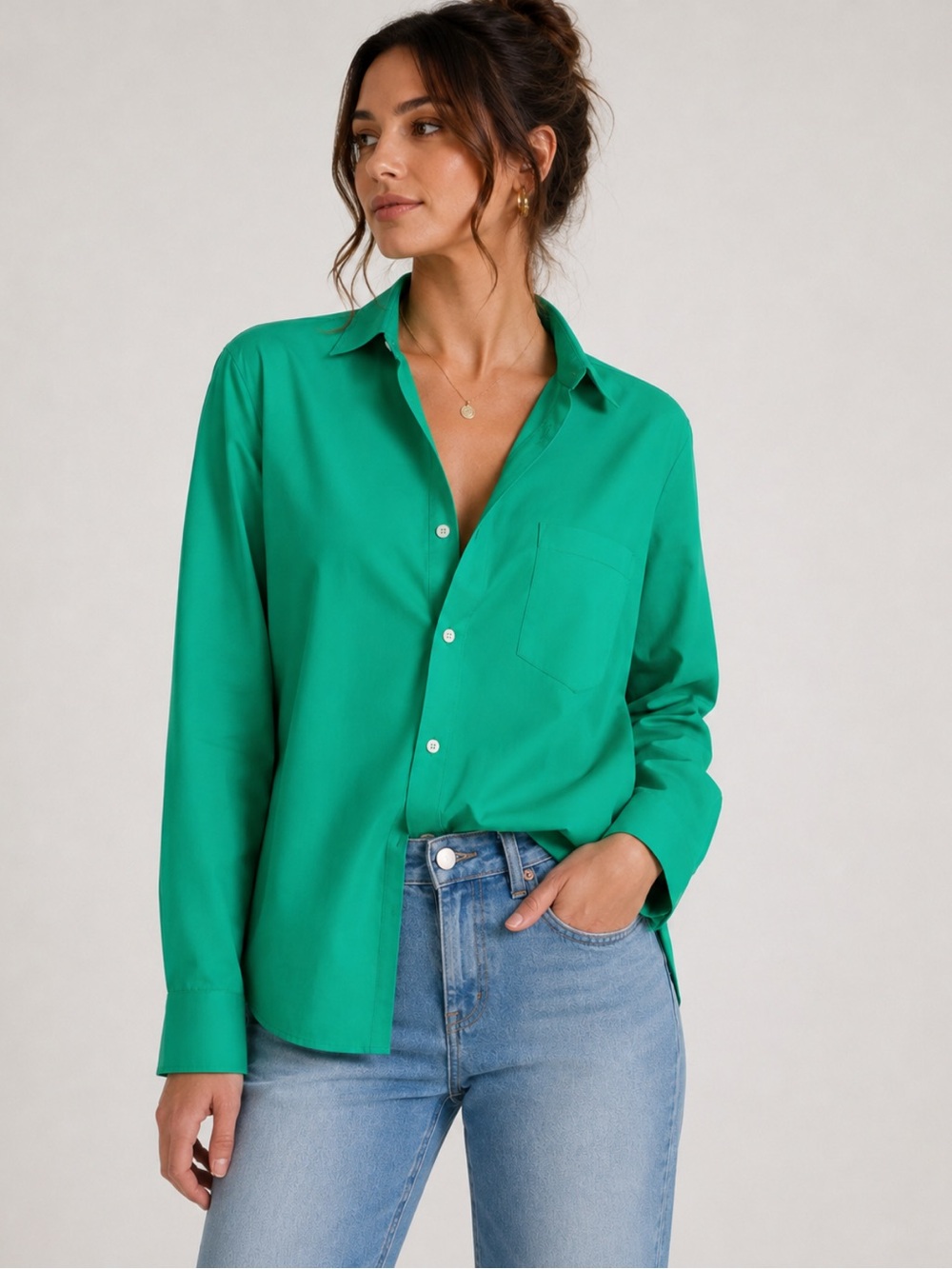 Wear Cissa Daily Green Cotton Button Down Shirt Size Small